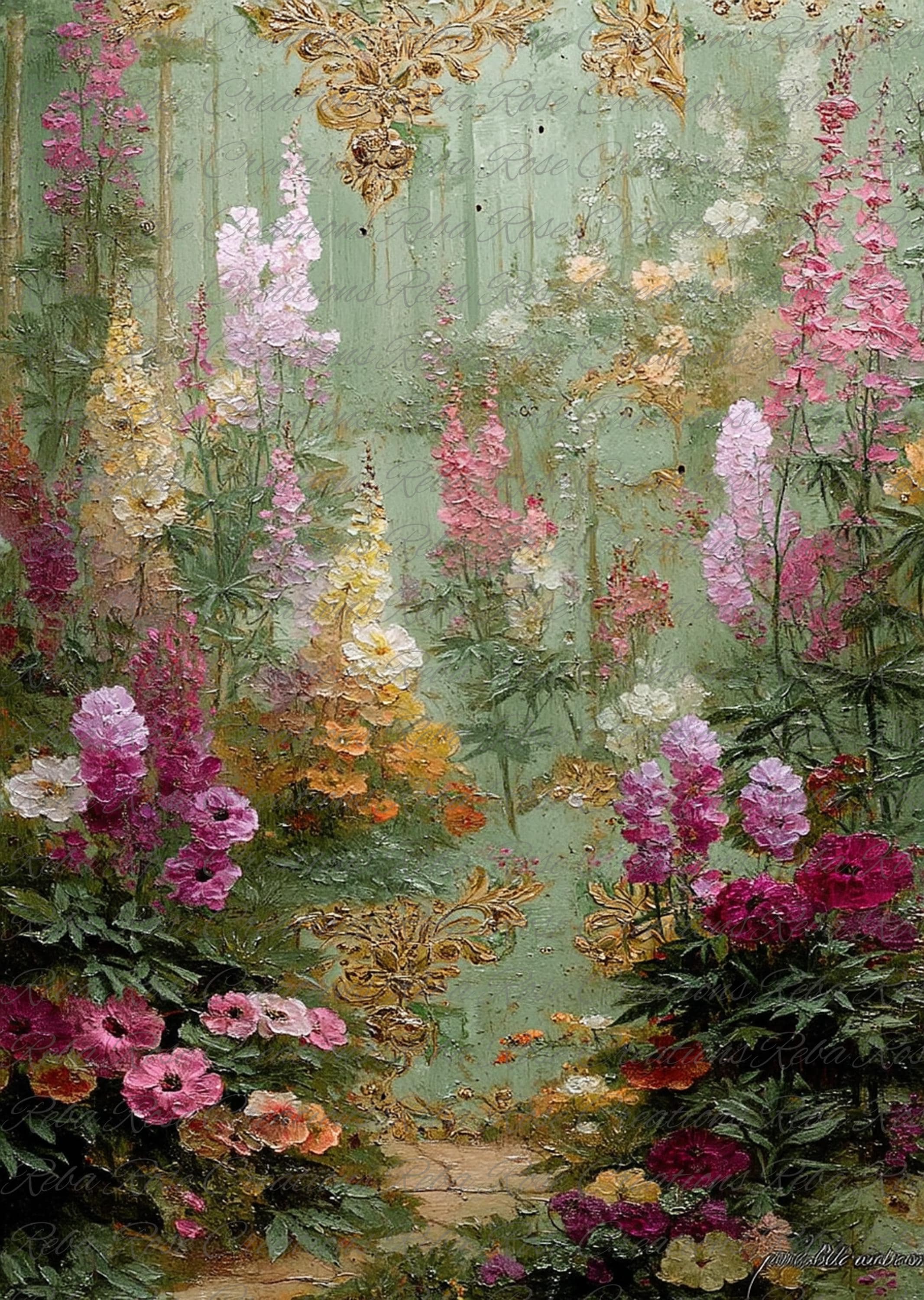 Englis Garden A4 decoupage paper 1797/English Garden A4 rice paper/English Garden Flowers