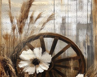 2272 Rustic Farmhouse Wagonwheel 2 A4 rice paper