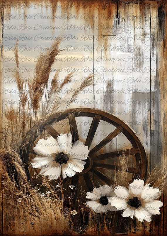 2272 Rustic Farmhouse Wagonwheel 2 A4 rice paper