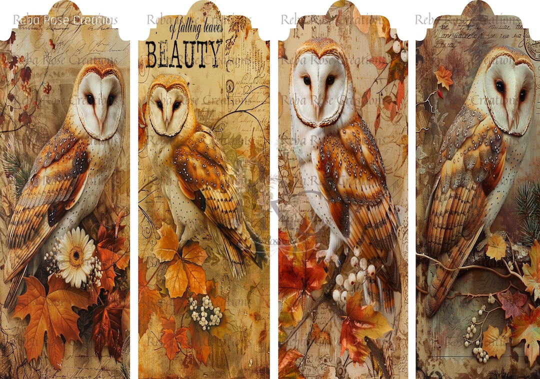 1257 Owl Bookmarks 4 A4 Rice Paper - Etsy
