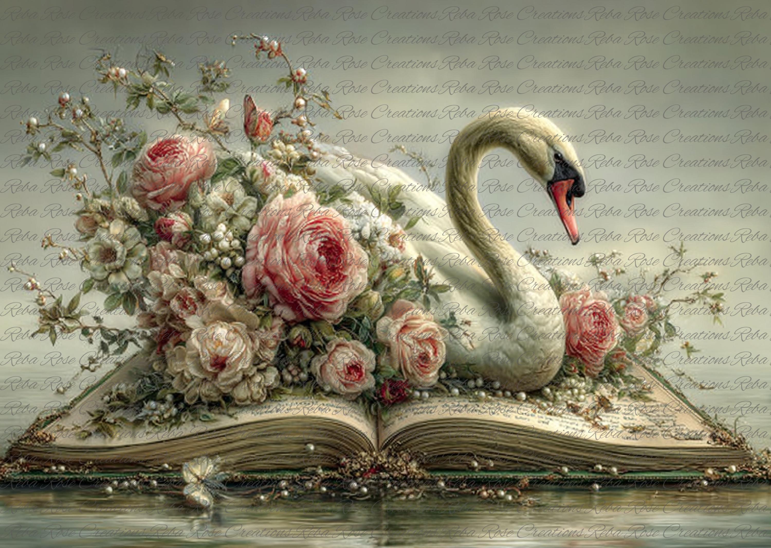 Pink Swan Rice Paper 2142 Once Upon A Time Swan Book A4 Rice Paper - Etsy