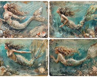 0868 Jeweled Mermaid A4 rice paper