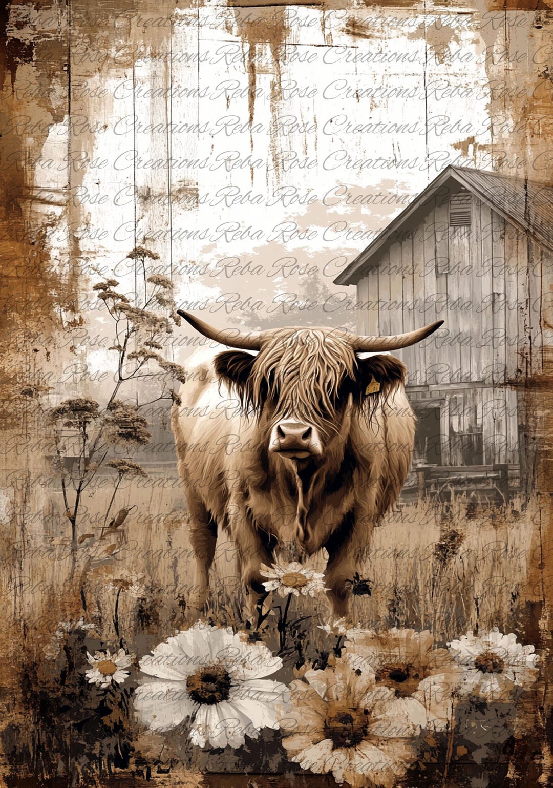 2266 Rustic Farmhouse Highlander A4 Rice Paper - Etsy