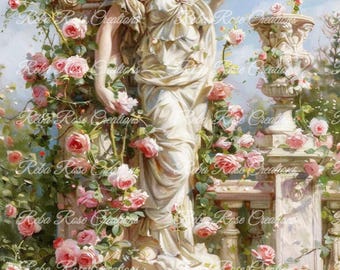 0971 Garden Statue A4 rice paper