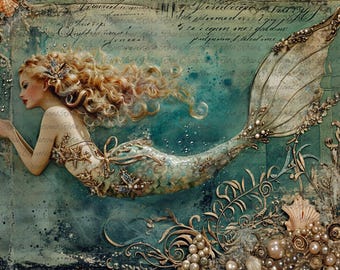 SP-18 Jeweled Mermaid Two A4 rice paper
