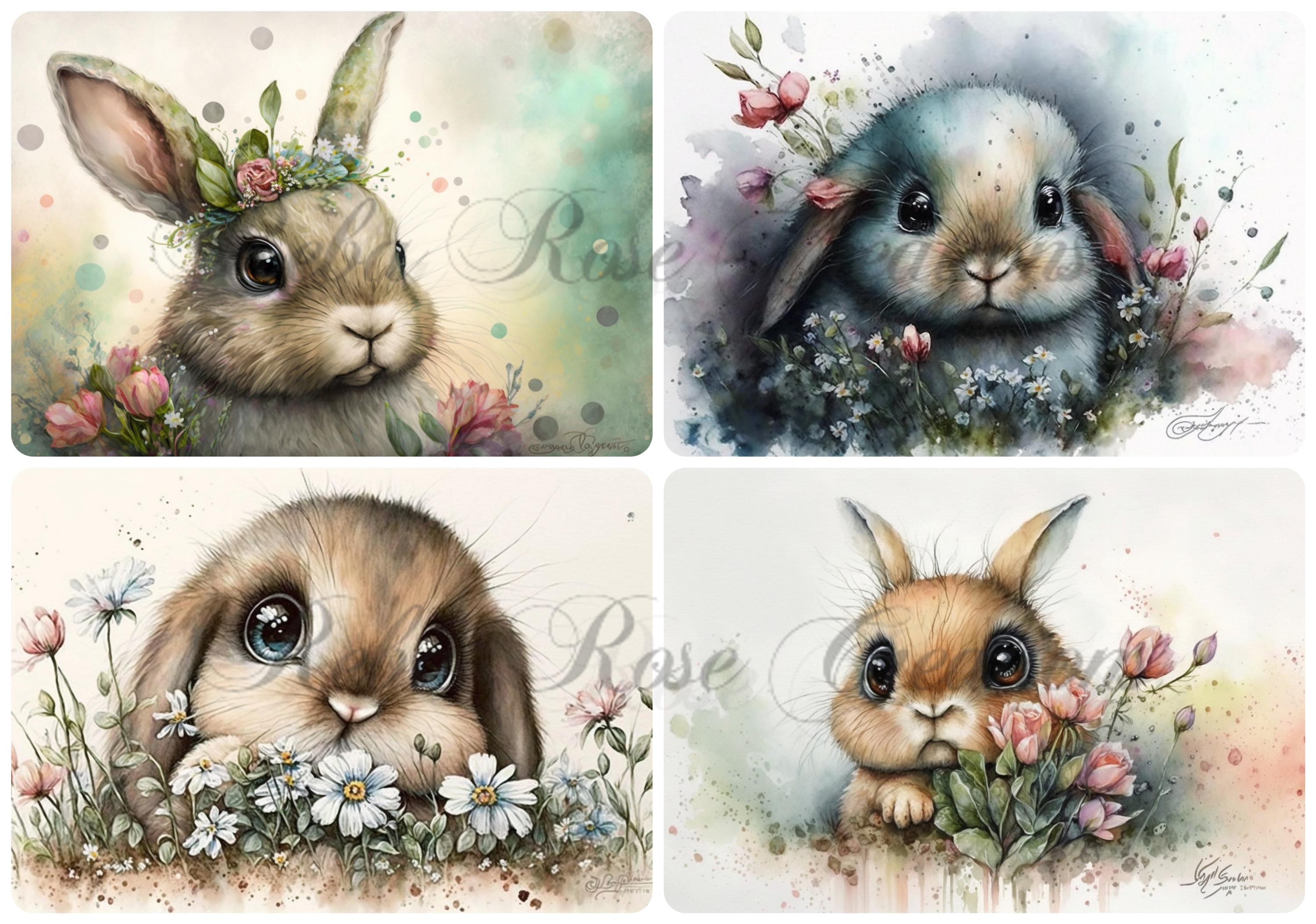 0228 Big Eyed Bunnies A4 Rice Paper - Etsy