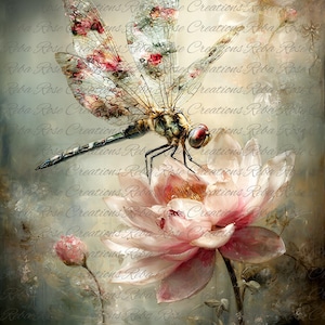 2127 Lotus Fairy Dragonfly A4 rice paper
