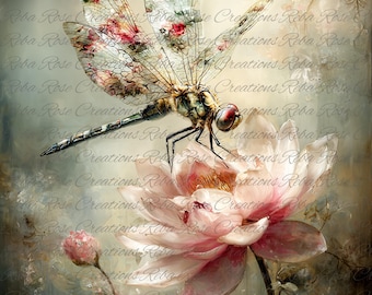 2127 Lotus Fairy Dragonfly A4 rice paper