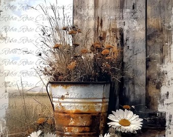 2269 Rustic Farmhouse Pail A4 rice paper
