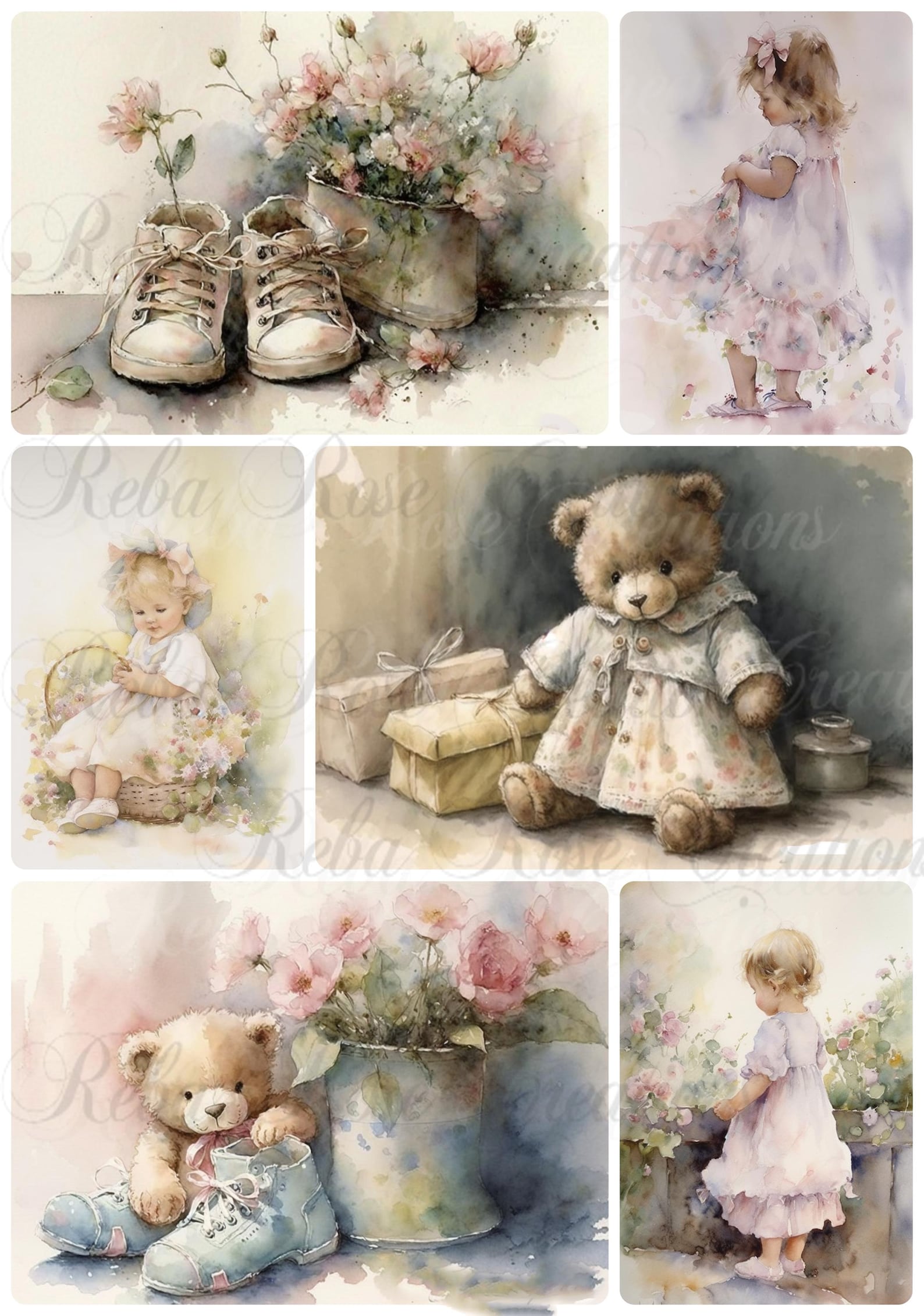 0304 Nursery Days Girls A4 Rice Paper - Etsy