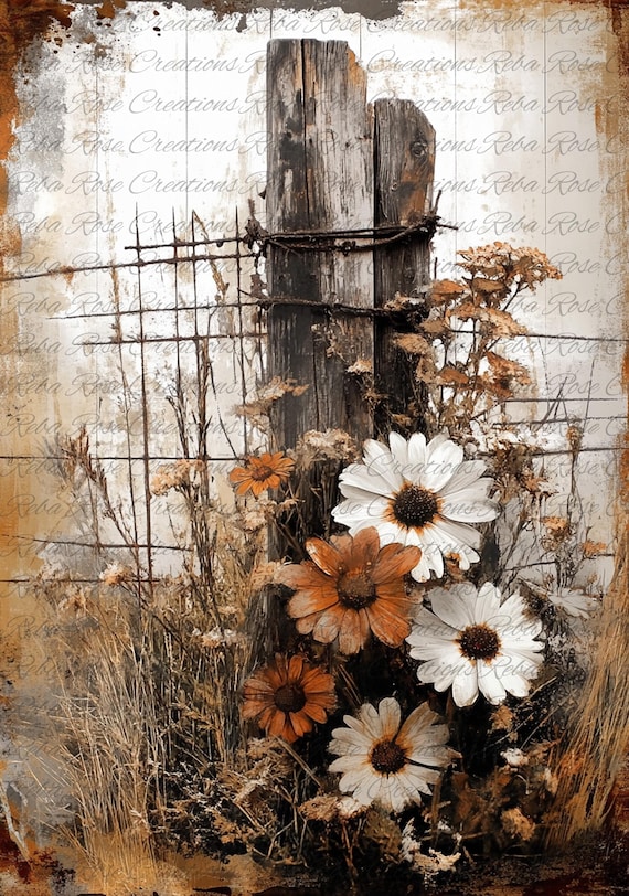 2260 Rustic Farmhouse Fence Post A4 rice paper