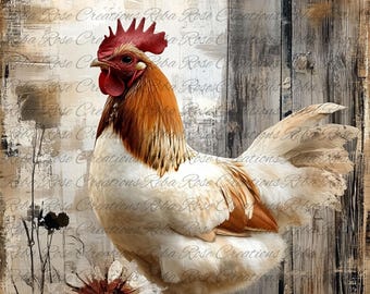 2262 Rustic Farmhouse Chicken A4 rice paper