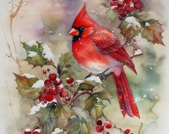 0636 Cardinal Watercolor A4 rice paper