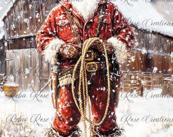 1403 Cowboy Santa A4 rice paper