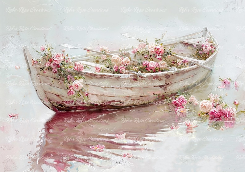 Pink Rowboat 1013 Romantic Row Boat Rice Paper - Etsy