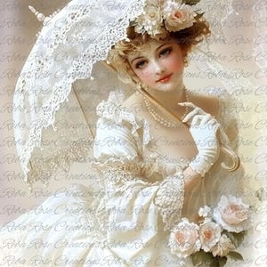 white Victorian Lady A4 decoupage paper 1754/A4 rice paper for decoupage