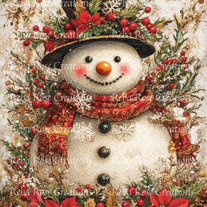 1424 Holiday Snowman A4 rice paper