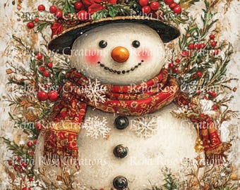 1424 Holiday Snowman A4 rice paper
