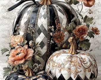 2249 Elegant Harvest Pumpkins A4 rice paper