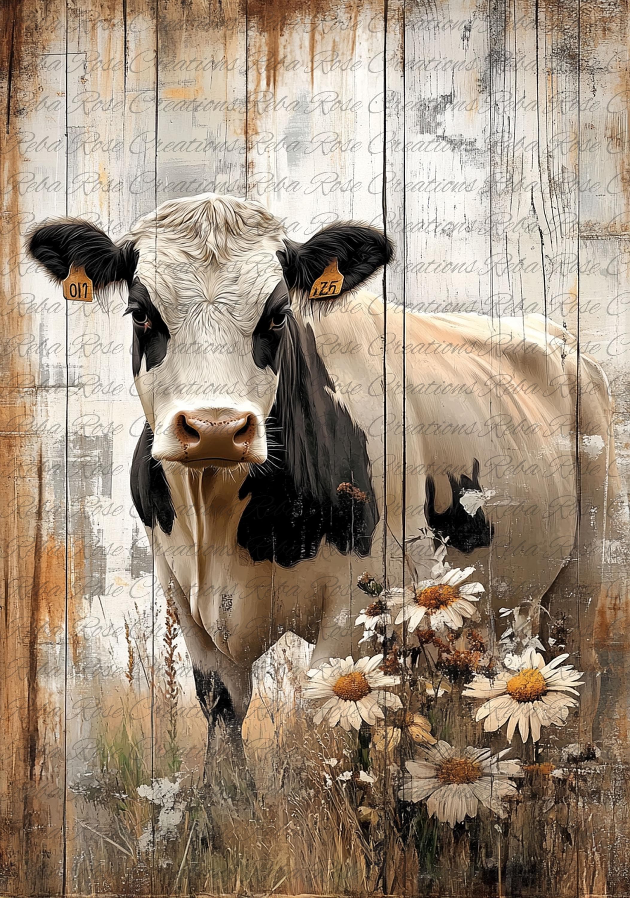 2263 Rustic Farmhouse Dairy Cow A4 Rice Paper - Etsy