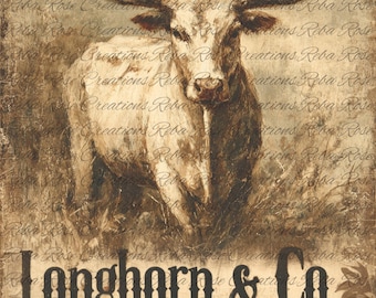 2017 Faded Farmhouse Longhorn 2- A4 rice paper