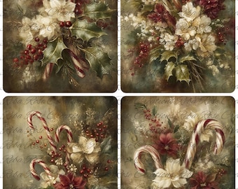 2362 Christmas Candy Canes A4 rice paper