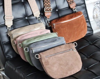 Wildleder Bauchtasche für Frauen, Leder Schultertasche, Crossbody Tasche Gürteltasche mit Riemen, Geschenk für sie