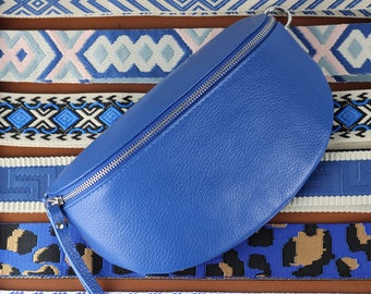 Leder Umhängetasche für Frauen Blau, Bauchtasche mit Riemen, echtes Leder Umhängetasche, Geschenk für Sie