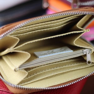 Leder Brieftasche Frauen, Reißverschluss Kartenfächer mit Münzfach, minimalistische Frauen Brieftasche, Geschenk für Sie Bild 7