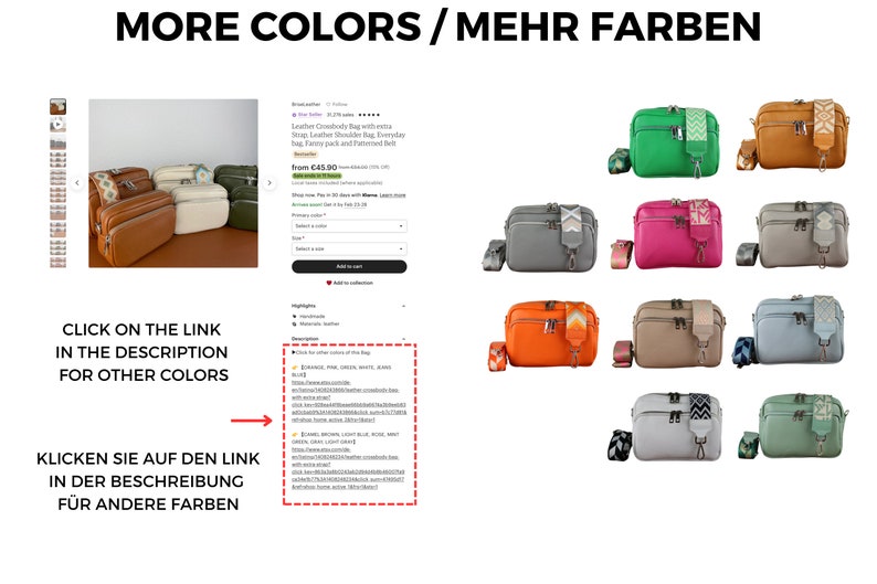 Umhängetasche aus Leder mit extra Gurt, Schultertasche aus Leder, Alltagstasche, Bauchtasche und gemustertem Gürtel Bild 10