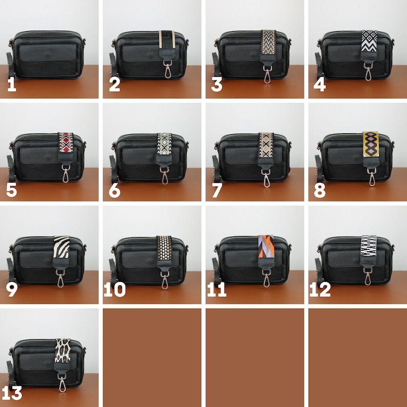 Leather Crossbody Bag with extra Strap, Leather Shoulder Bag, Everyday bag, Fanny pack and Patterned Belt zdjęcie 6
