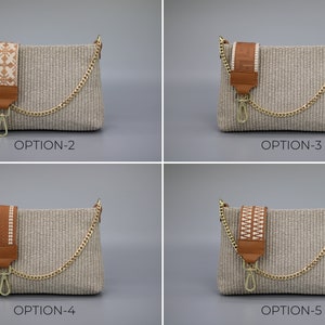 Taupe Braided Crossbody Bag with extra Strap, Leather Shoulder Bag, Everyday bag, Fanny pack and Patterned Belt image 3