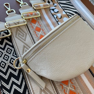 Buiktas Leer met Gouden Rits voor Dames, Leren Schoudertas, Crossbody Tas Heuptas met riem