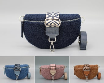 Teddy fell Belly Bag for Women with 2 Strap, Shoulder Bag, Crossbody Bag Belt Bag with Strap, bag for winter