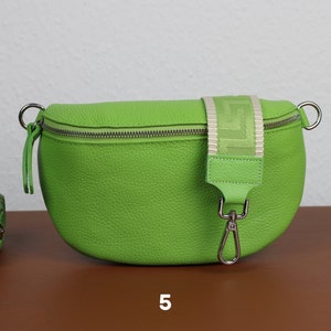 Leather Crossbody Bag for Women Light Green, Belly Bag with Strap, Genuine Leather Shoulder Bag, Gift for her Option-5