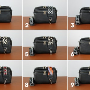 Leather Crossbody Bag with extra Strap, Leather Shoulder Bag, Everyday bag, Fanny pack and Patterned Belt image 2