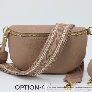 Rosa Leder Bauchtasche für Frauen mit Gold-Hardwares, Leder Schultertasche, Crossbody Bag Gürteltasche mit Gurt, Geschenk für Sie Bild 6