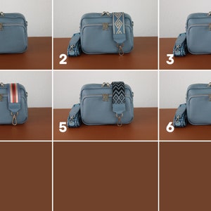 Leather Crossbody Bag with extra Strap, Leather Shoulder Bag, Everyday bag, Fanny pack and Patterned Belt, Orange, Pink. White, Green zdjęcie 7