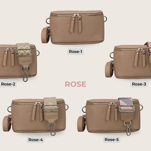 Belly Bag pour femme, Sac à bandoulière avec bandoulière, Sac à bandoulière en cuir véritable Rose