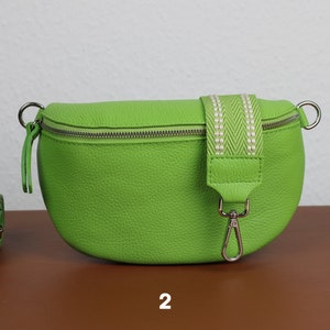 Leather Crossbody Bag for Women Light Green, Belly Bag with Strap, Genuine Leather Shoulder Bag, Gift for her Option-2