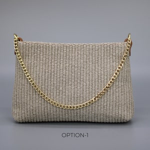 Taupe Braided Crossbody Bag with extra Strap, Leather Shoulder Bag, Everyday bag, Fanny pack and Patterned Belt Option-1