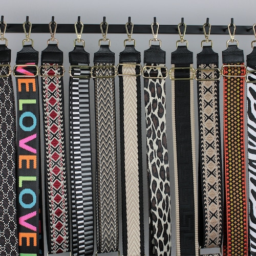 Black Leather Strap for Bags With Gold and Silver Hardware Etsy