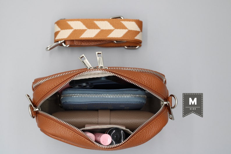 Leder Crossbody Bag mit extra Gurt, Leder Umhängetasche, Alltagstasche, Fanny Pack und gemusterten Gürtel, Geschenk für Sie Bild 2