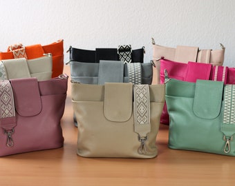 Bolso bandolera de cuero con correa extra, bolso de hombro de cuero, bolso de diario, riñonera y cinturón estampado, regalos para madres, Ellie