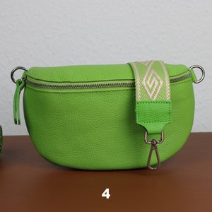 Leather Crossbody Bag for Women Light Green, Belly Bag with Strap, Genuine Leather Shoulder Bag, Gift for her Option-4