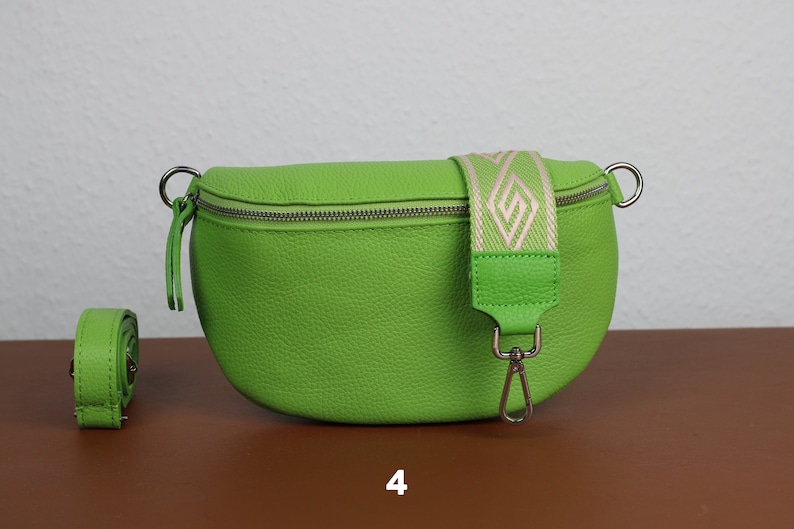 Leather Crossbody Bag for Women Light Green, Belly Bag with Strap, Genuine Leather Shoulder Bag, Gift for her Option-4