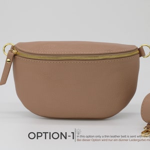 Rosa Leder Bauchtasche für Frauen mit Gold-Hardwares, Leder Schultertasche, Crossbody Bag Gürteltasche mit Gurt, Geschenk für Sie Bild 3