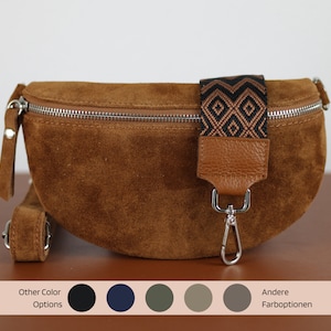 Suede Leather Bag for Women, Leather Shoulder Bag, Crossbody Bag Belt Bag with Strap, Christmas Gift