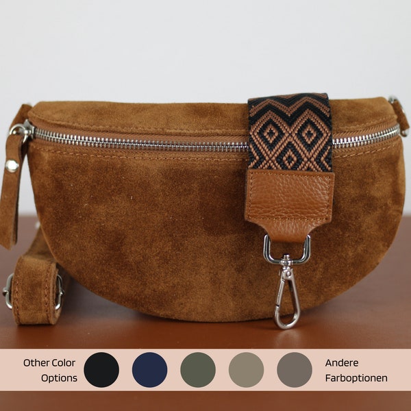 Suede Leather Bag for Women, Leather Shoulder Bag, Crossbody Bag Belt Bag with Strap, Christmas Gift