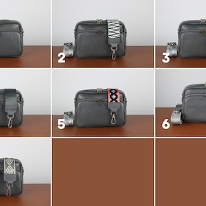 Leather Crossbody Bag with extra Strap, Leather Shoulder Bag, Everyday bag, Fanny pack and Patterned Belt image 5